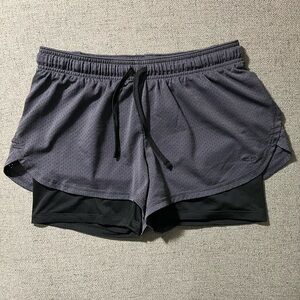 Grey and Black Champion Women's Shorts with Spandex